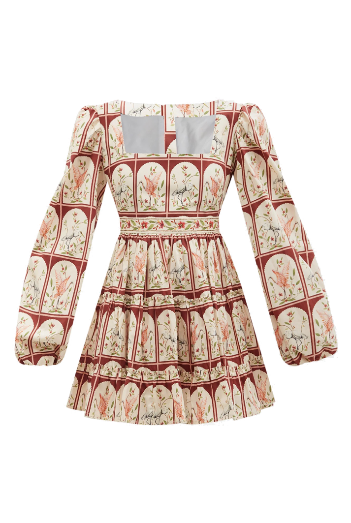 Avena Garza Floral-print Cotton-poplin Mini Dress