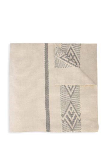 Wide Diagonal Alpaca Blanket Ivory and Grey