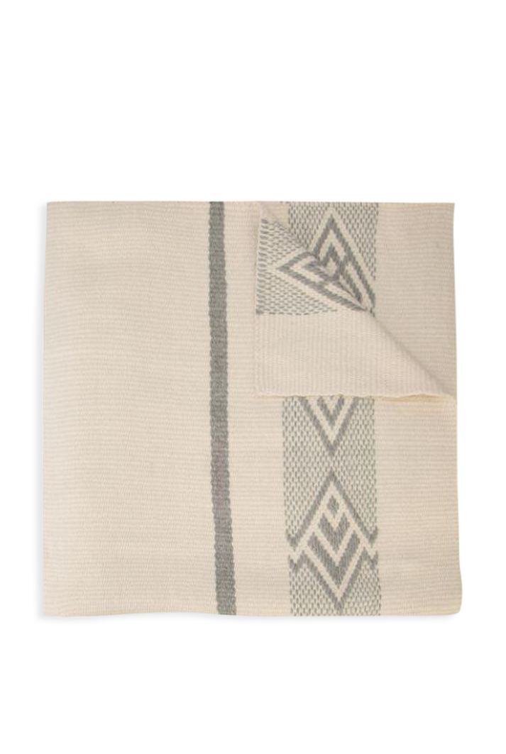 Wide Diagonal Alpaca Blanket Ivory and Grey