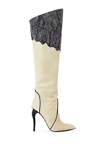 Persephone Embellished Vegan Leather Over-the-knee Boots