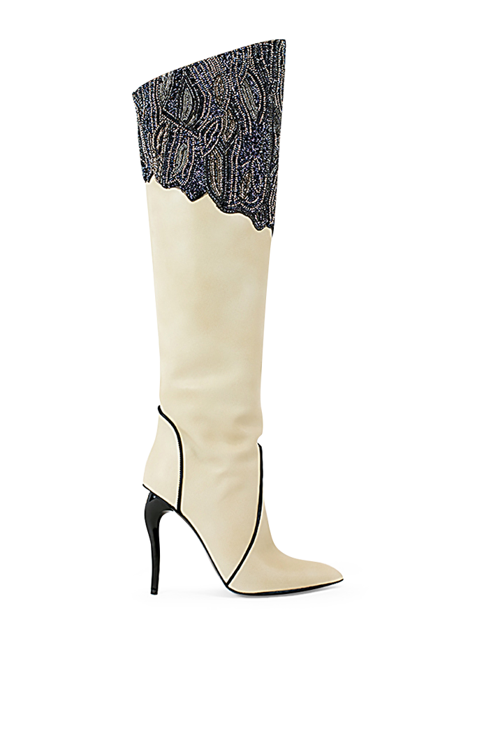 Persephone Embellished Vegan Leather Over-the-knee Boots