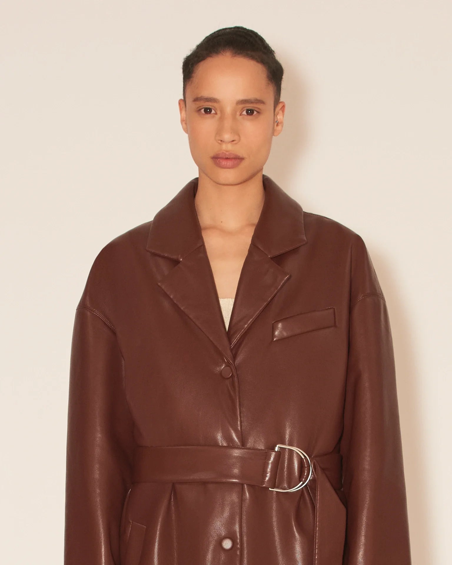 Liban Belted Alt-eather Padded Jacket