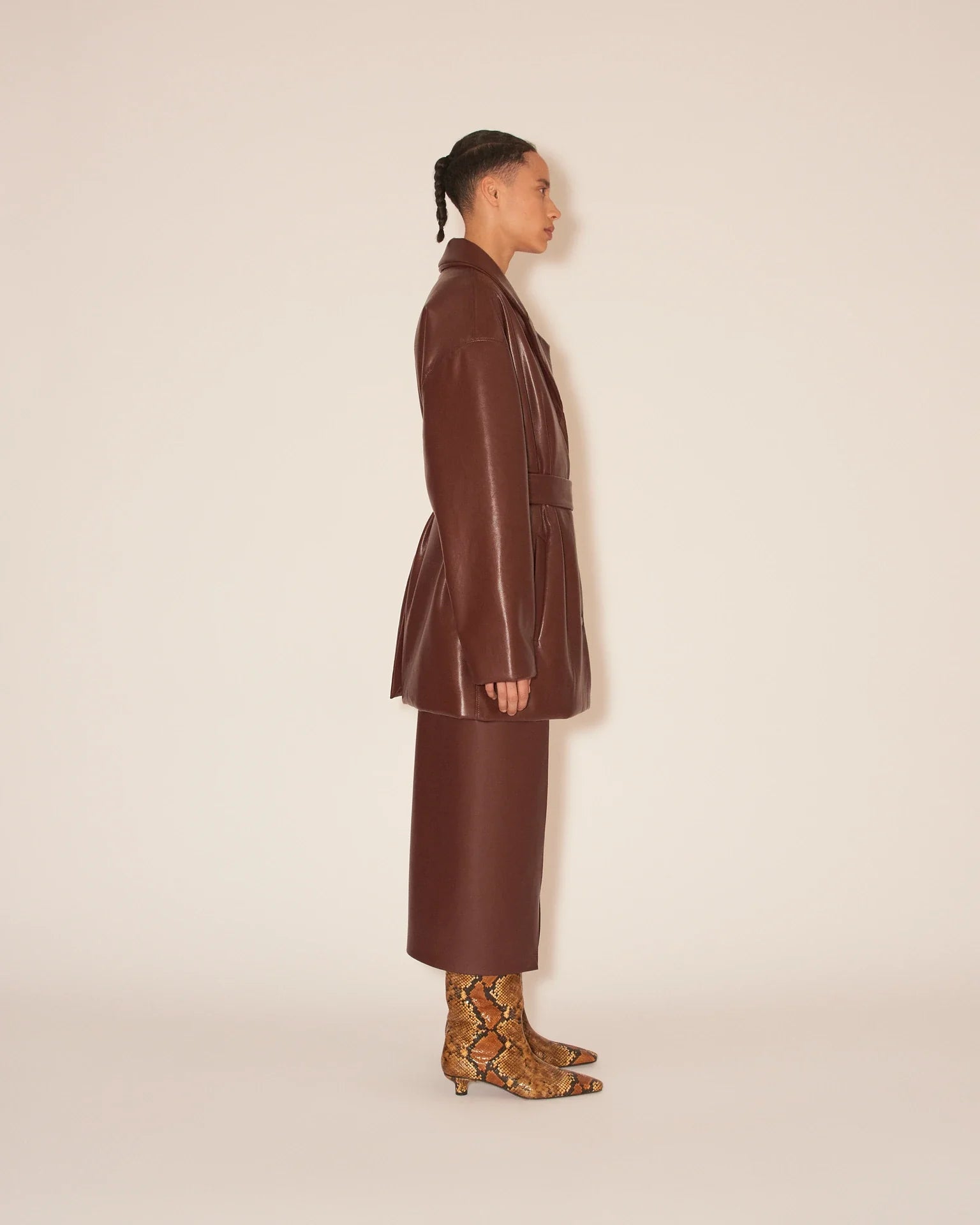 Liban Belted Alt-eather Padded Jacket