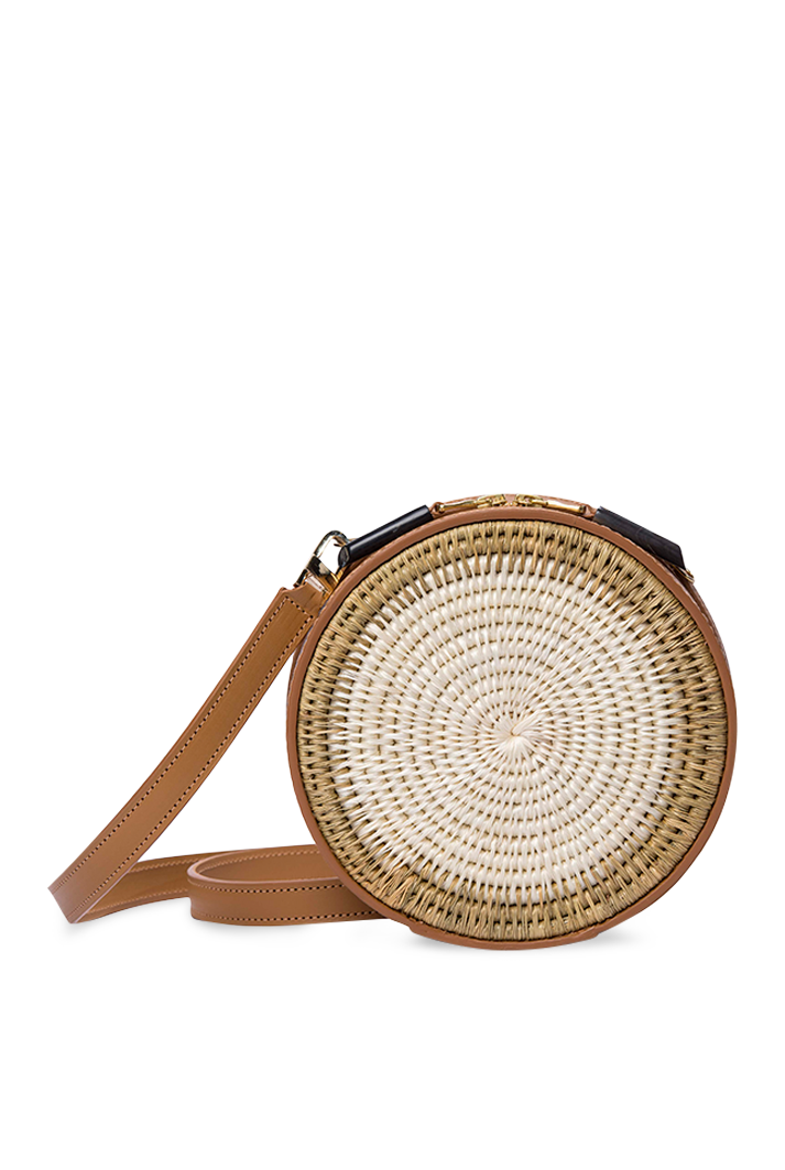Sindi Circle Bag In Tan & White