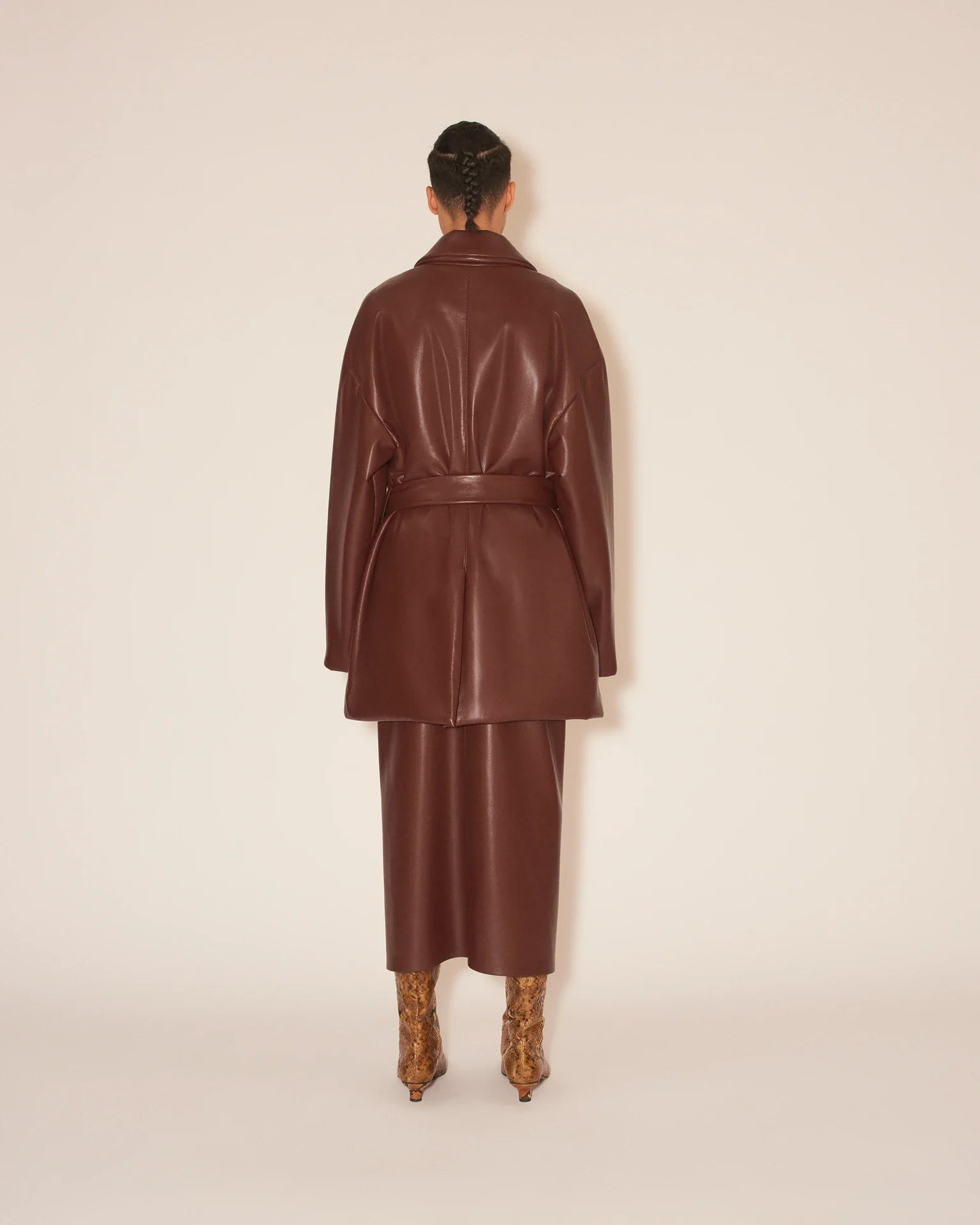 Liban Belted Alt-eather Padded Jacket