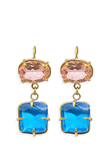 Nixie Morganite and Blue Topaz Drop Earrings