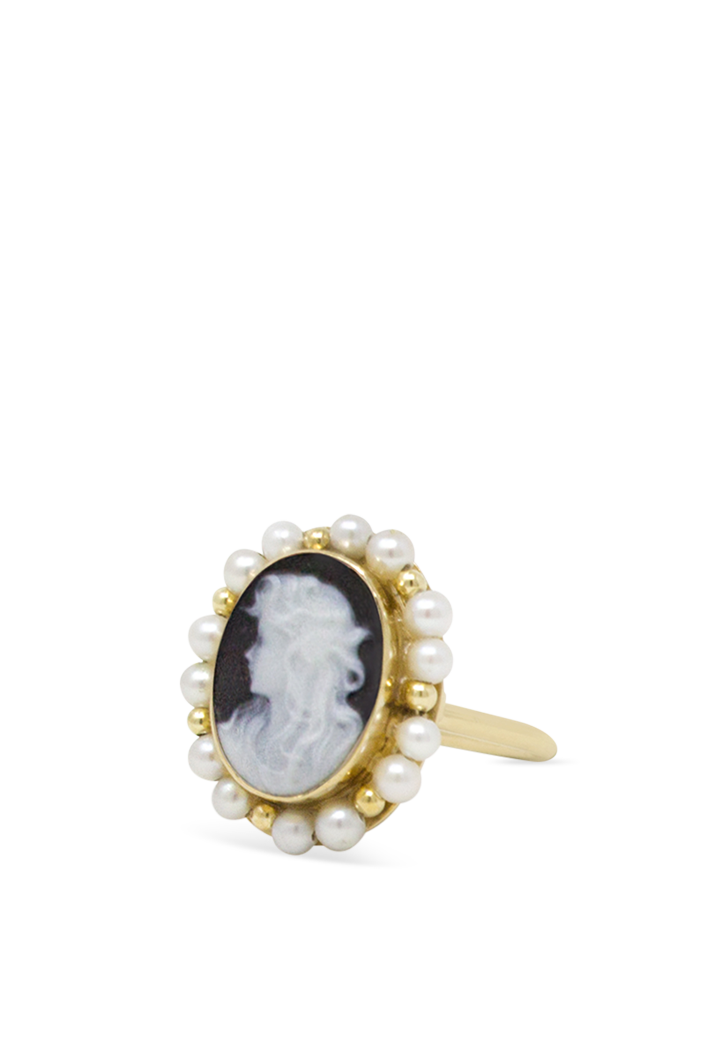 Little Lovelies Black Cameo Pearly Ring