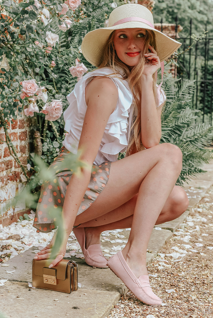 Women's Pink Suede Penny Driving Loafers