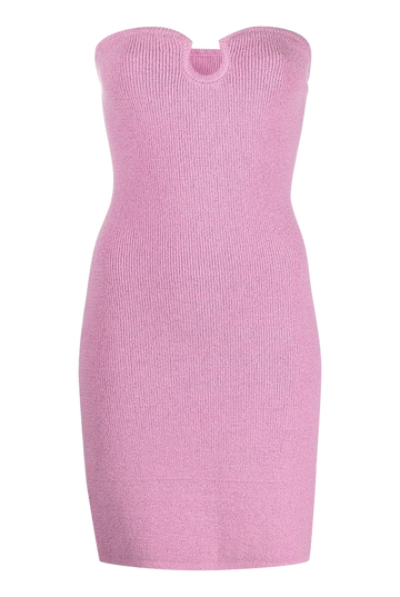Zina Textured Cotton Strapless Pink Dress