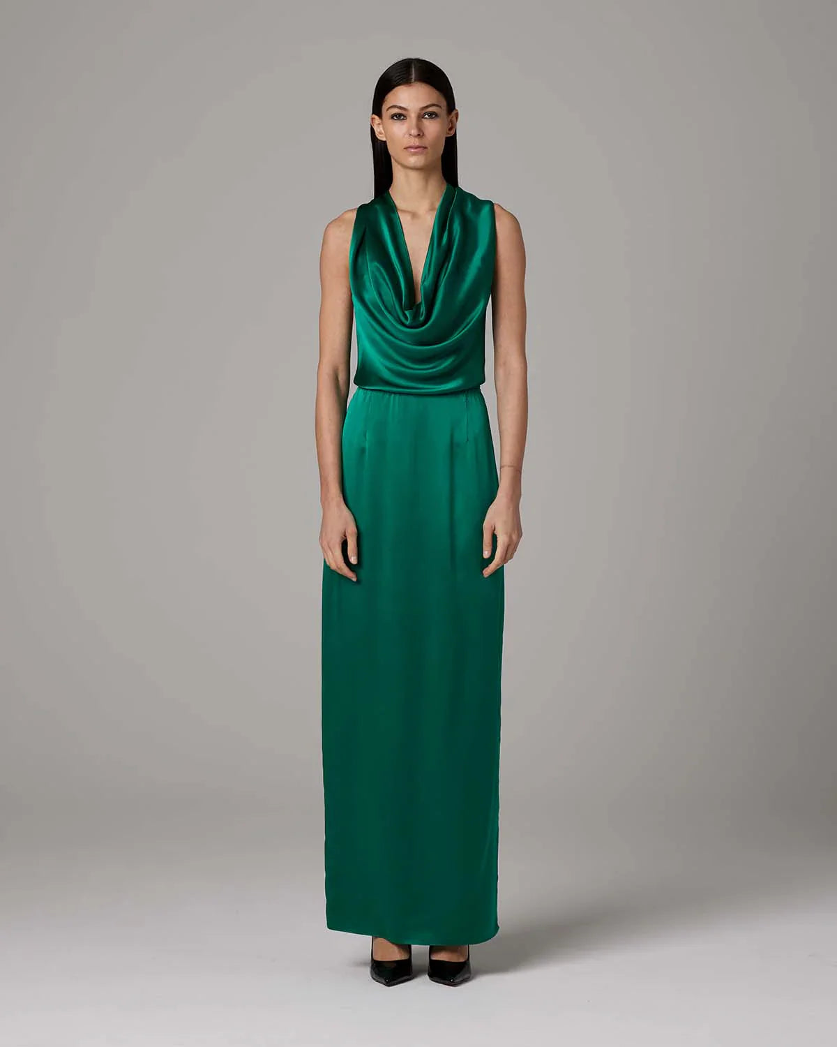 Halter-Neck Silk Gown