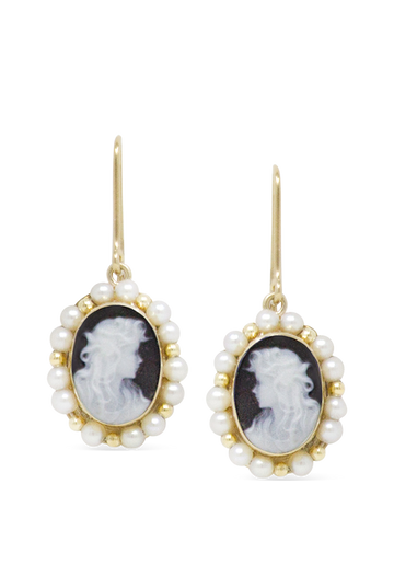 Little Lovelies Black Cameo Pearl Earrings