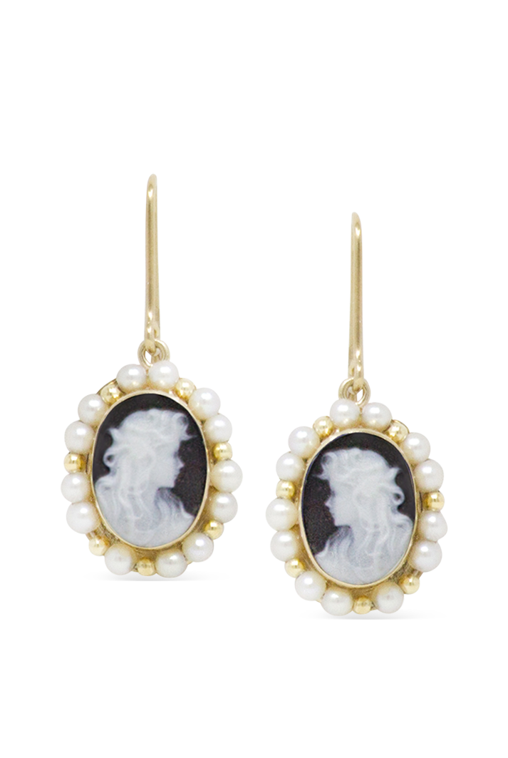 Little Lovelies Black Cameo Pearl Earrings