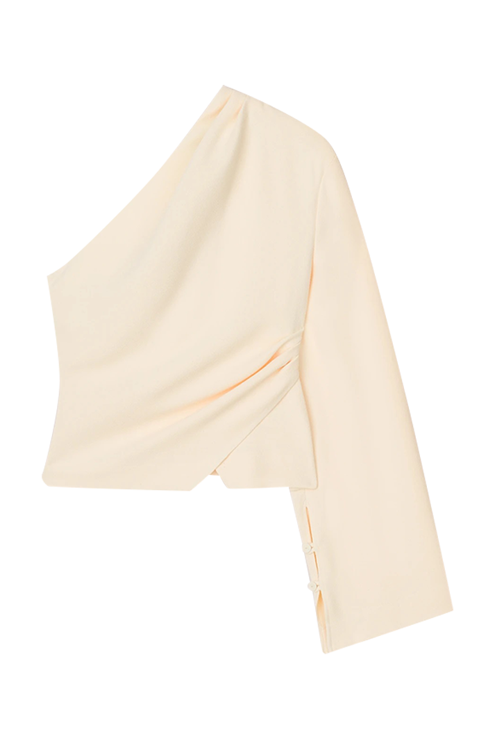 Laurine Asymmetric One Sleeve White Top