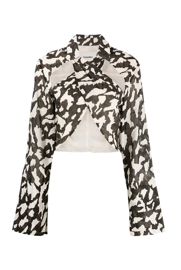 Loiza Long sleeve top with wrapped and twisted front Animal print