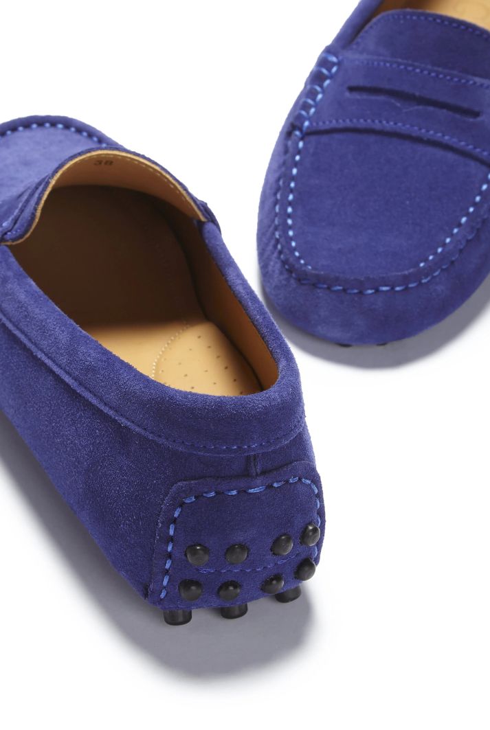 Women's Suede Penny Driving Loafers | Ink Blue Suede