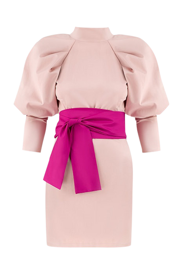 Valentine Statement Sleeve Pink Mini Dress