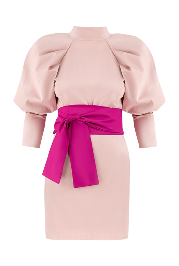 Valentine Statement Sleeve Pink Mini Dress