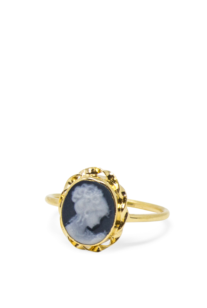 Black Mini Cameo Stacking Ring