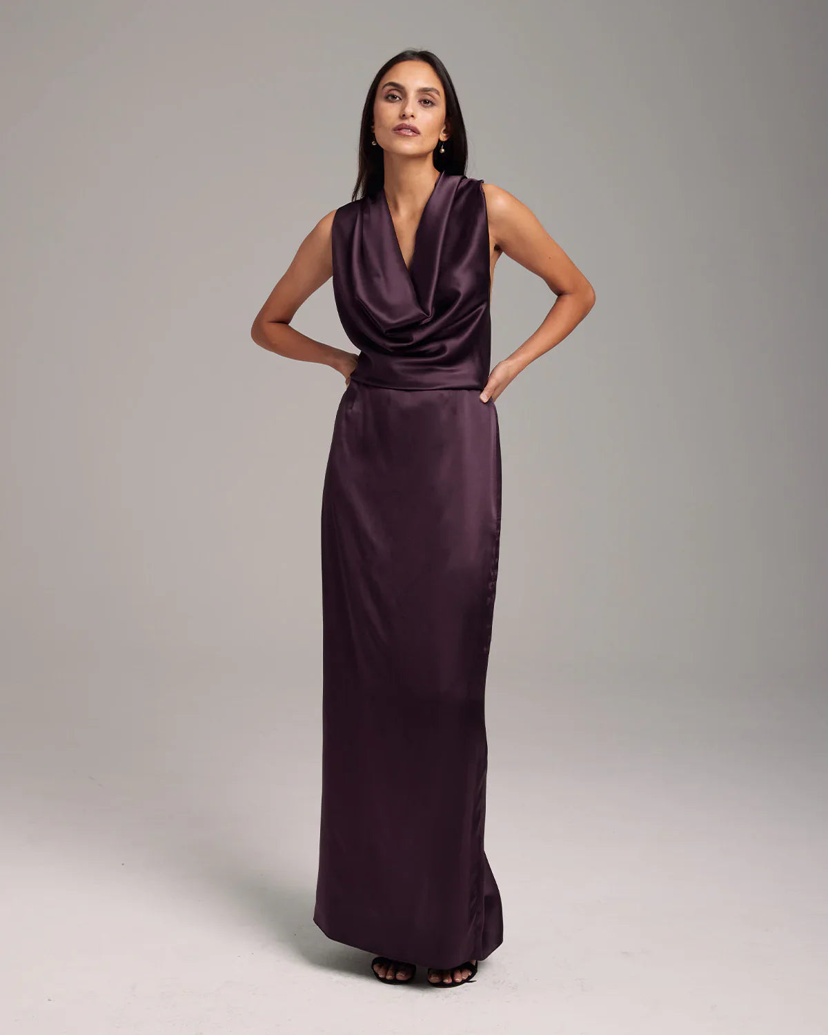 Halter-Neck Silk Gown