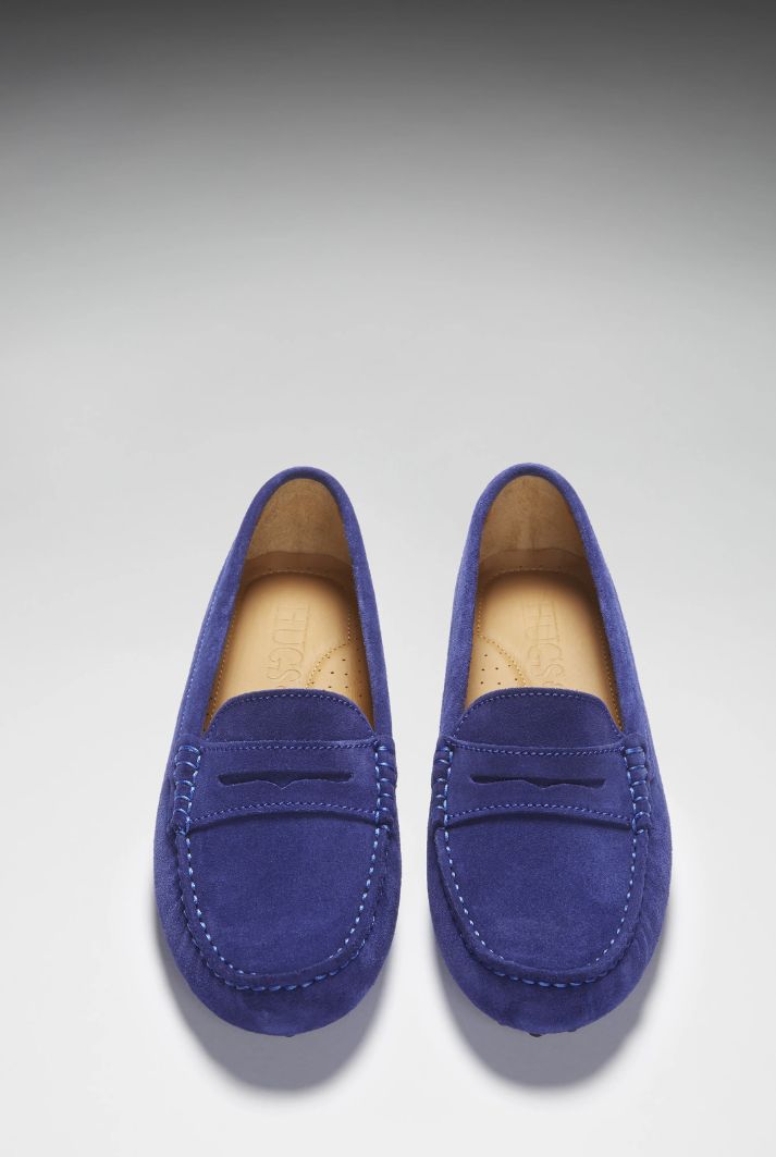 Women's Suede Penny Driving Loafers | Ink Blue Suede