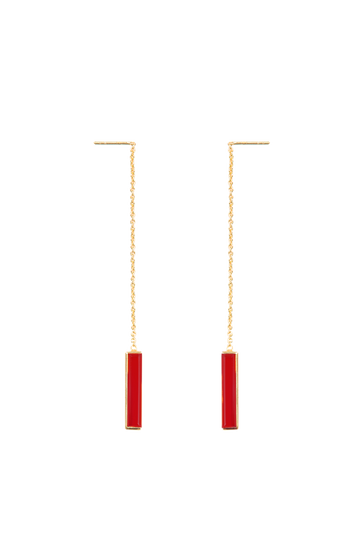 Urban Chain Earrings with Red Onyx