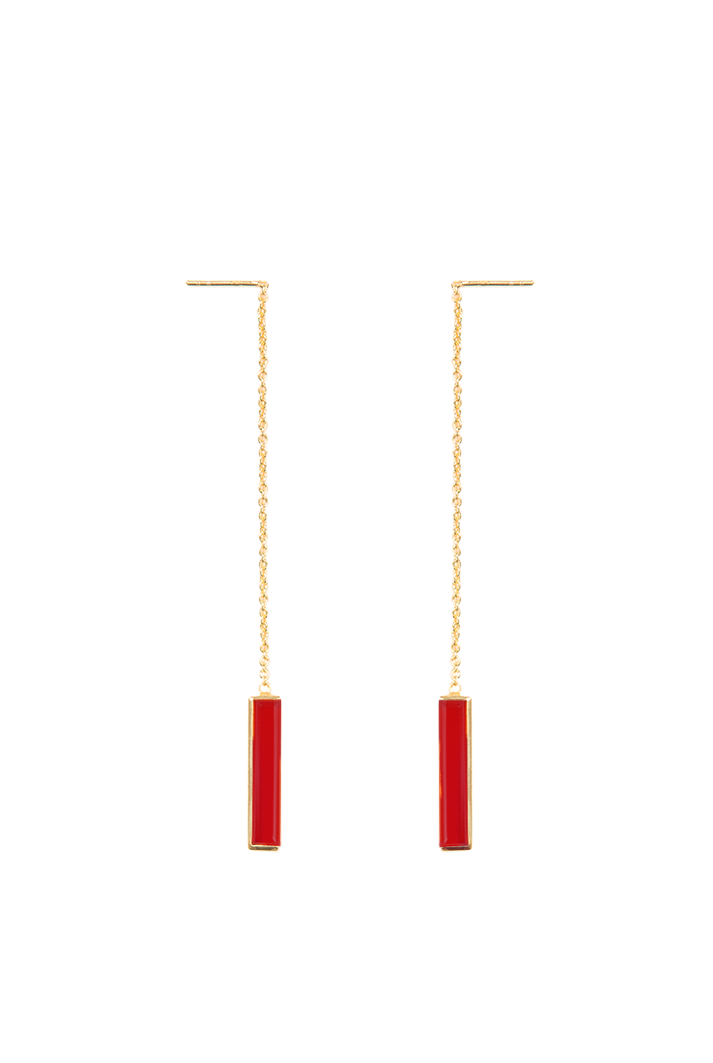 Urban Chain Earrings with Red Onyx