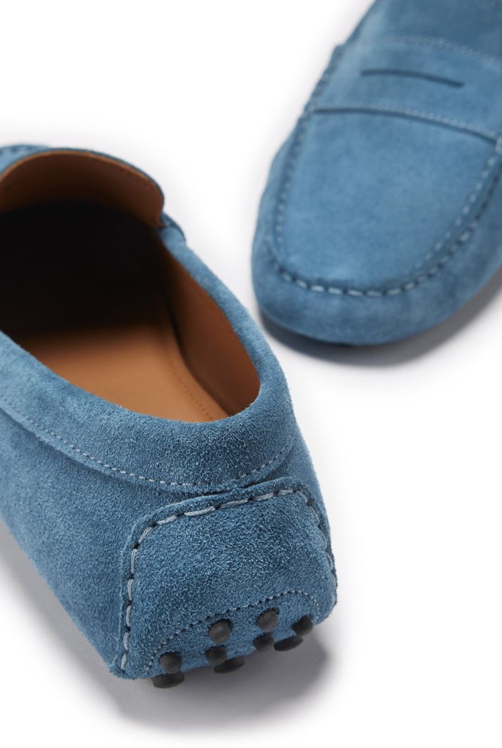 Men's Suede Penny Driving Loafers | Petrol Blue