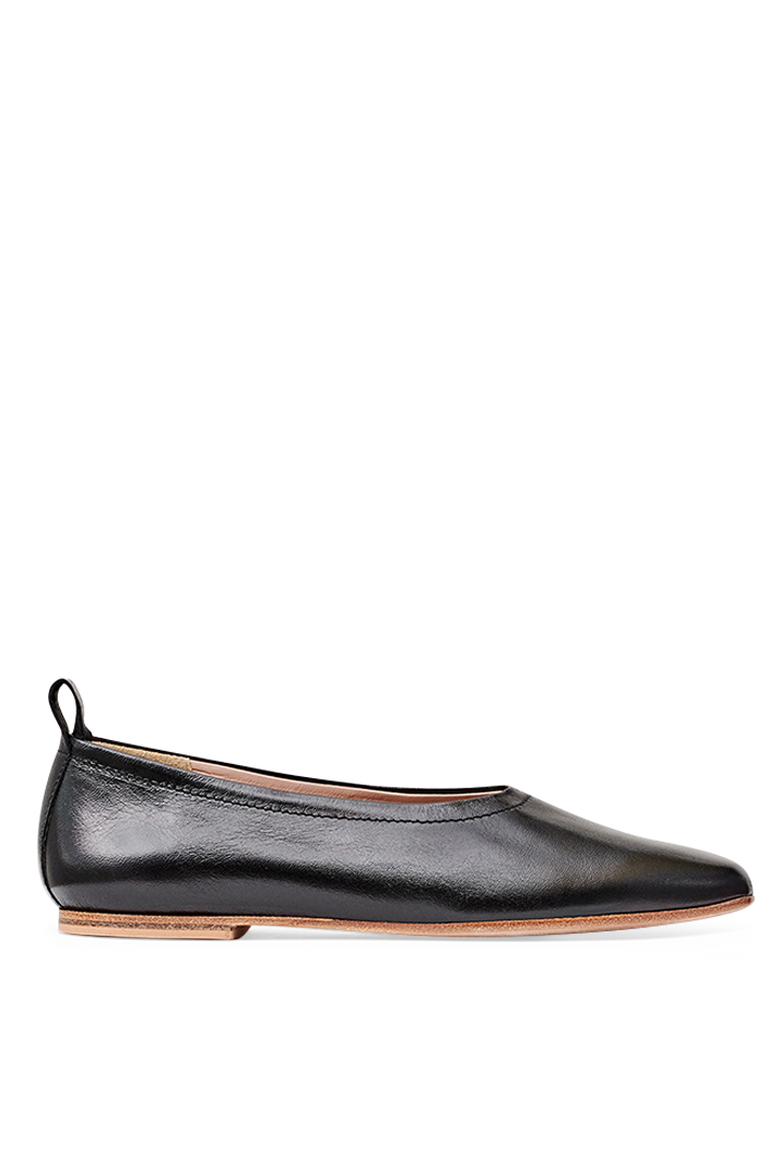 Black Leather Ballet Flats