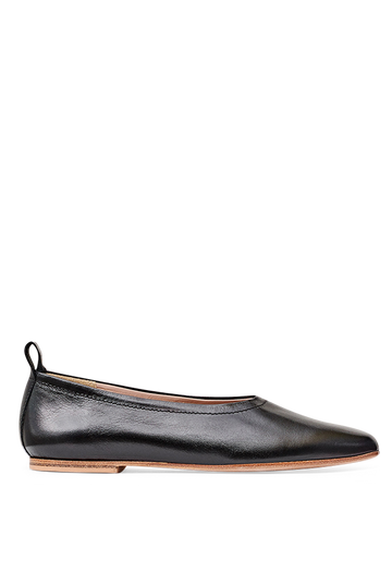 Black Leather Ballet Flats