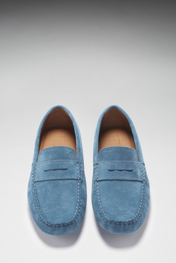 Men's Suede Penny Driving Loafers | Petrol Blue