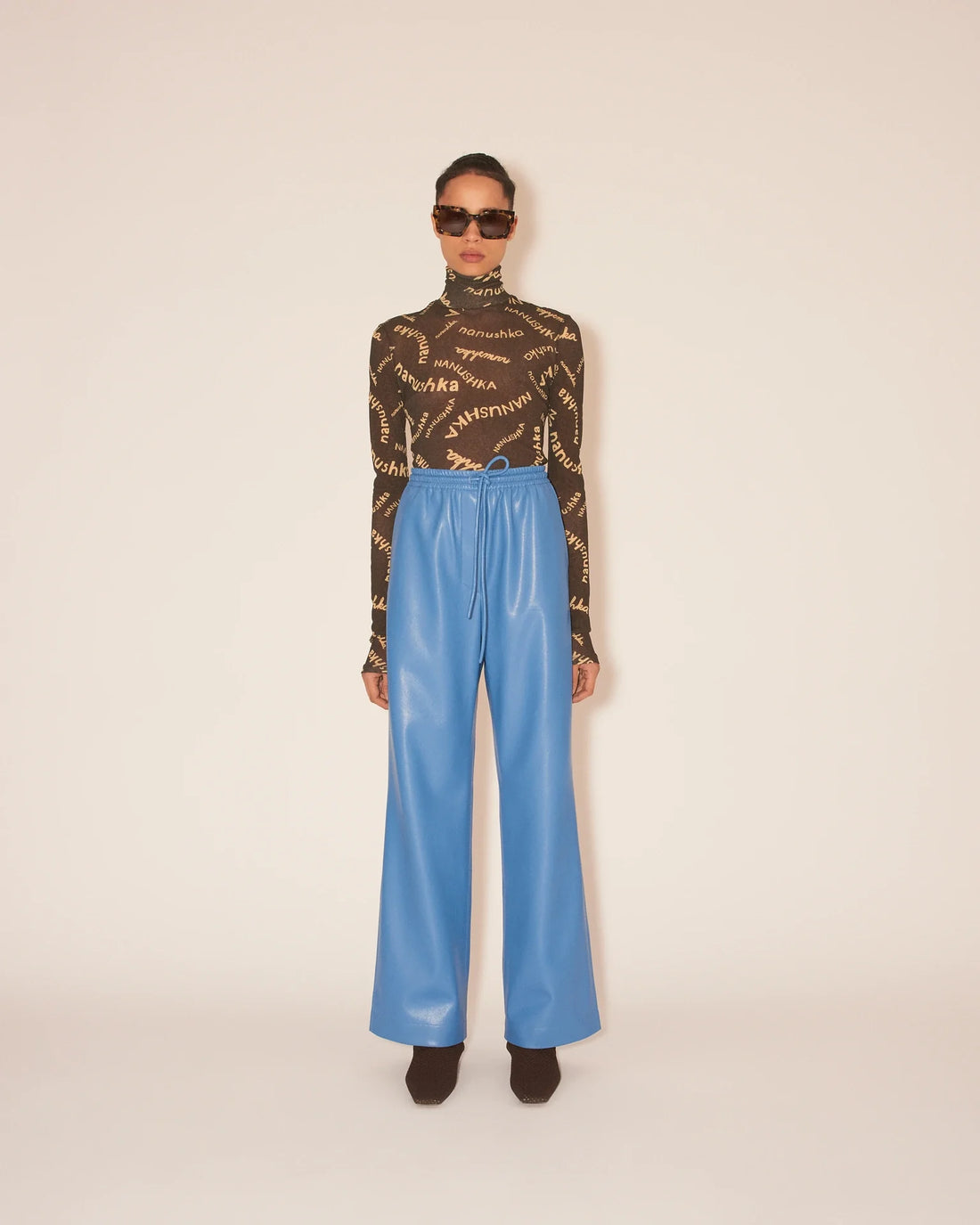 Harri Mesh Jersey Turtleneck Hand Drawn Print Logotype