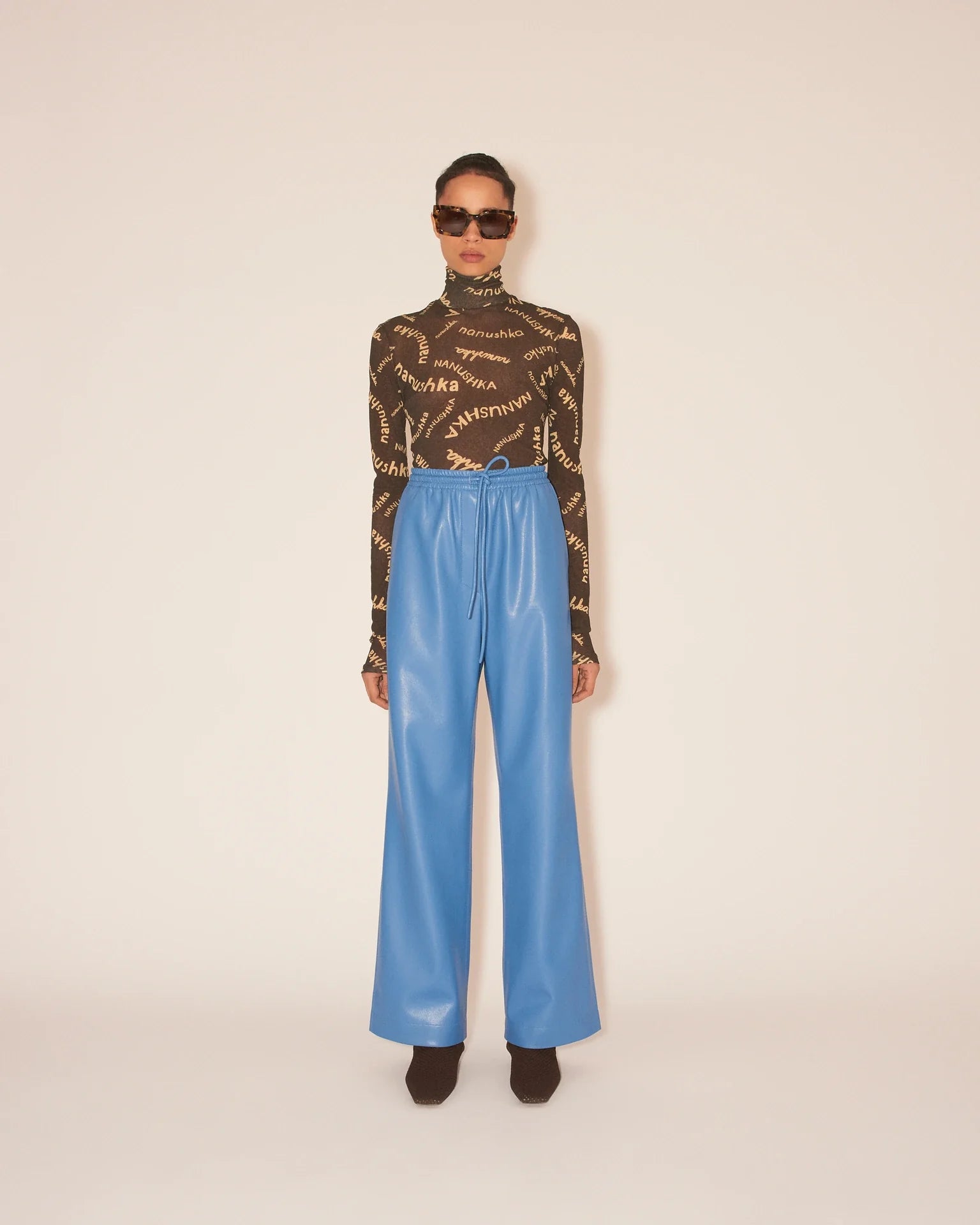 Harri Mesh Jersey Turtleneck Hand Drawn Print Logotype