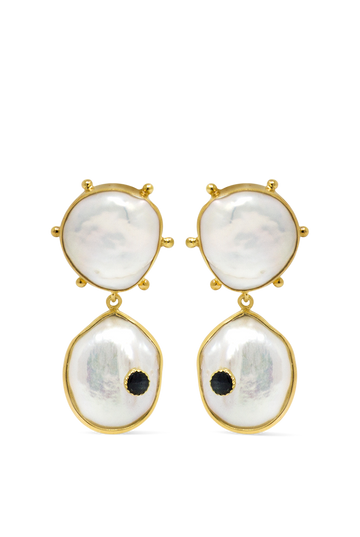 Rebel Rebel Pearl & Blue Sapphire Statement Earrings