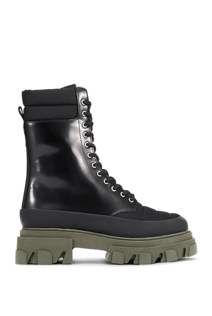 Leather and Tech Fabric Combat Boots
