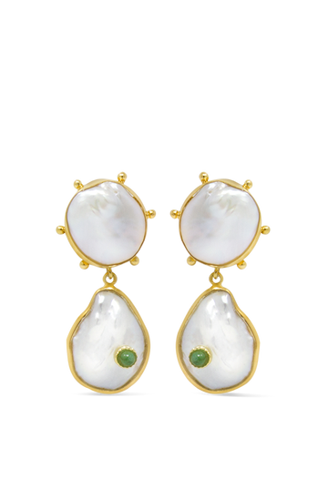 Rebel Rebel Pearl & Emerald Statement Earrings