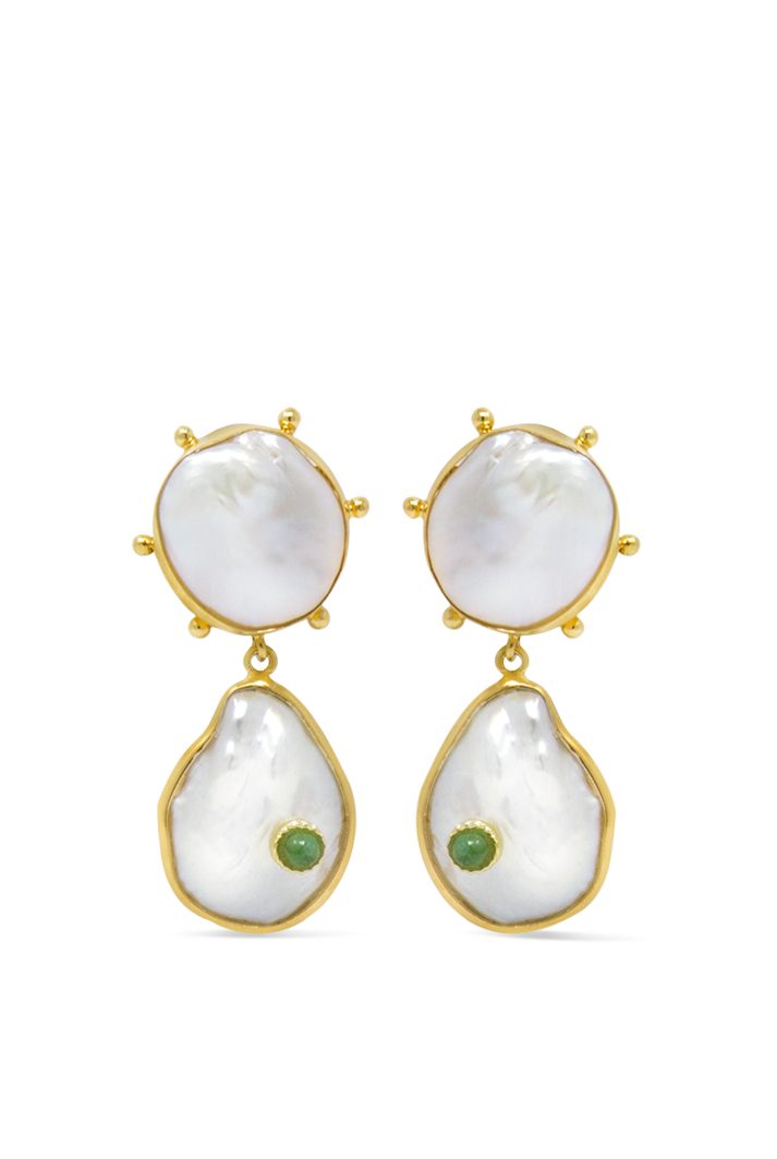 Rebel Rebel Pearl & Emerald Statement Earrings