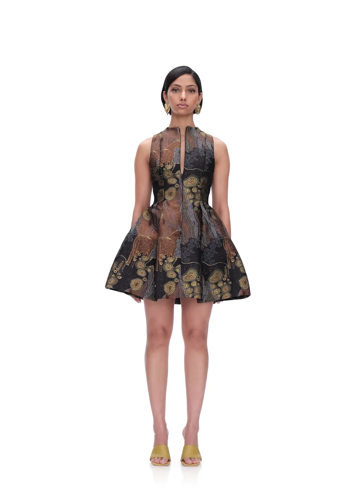 Venti Jacquard Dress | Kava