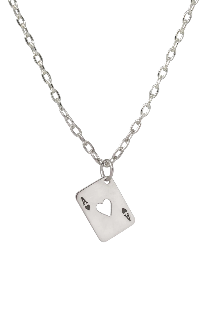 Ace of Hearts Silver Necklace