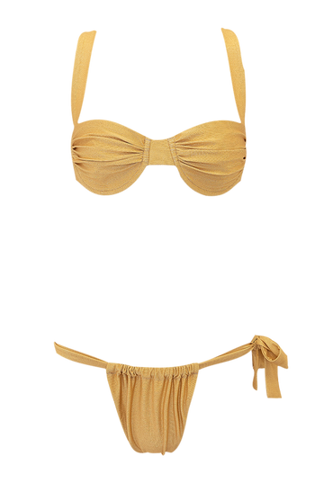 Anna Gold Ruched Low Rise Bikini