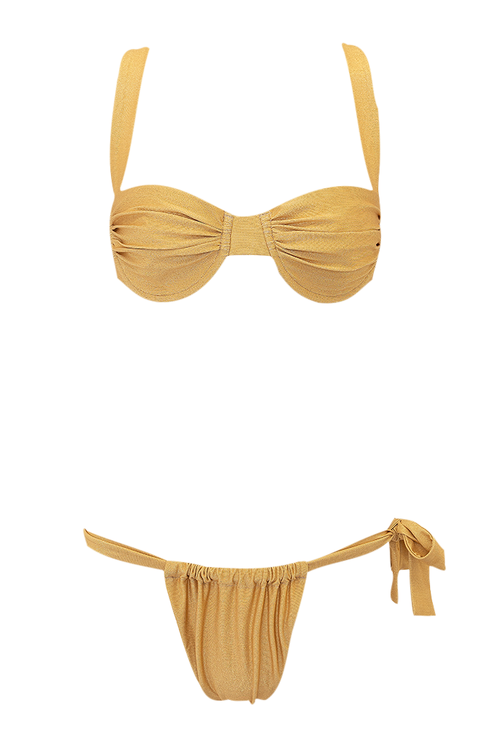 Anna Gold Ruched Low Rise Bikini