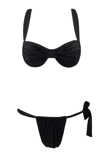 Anna Black Ruched Low Rise Bikini