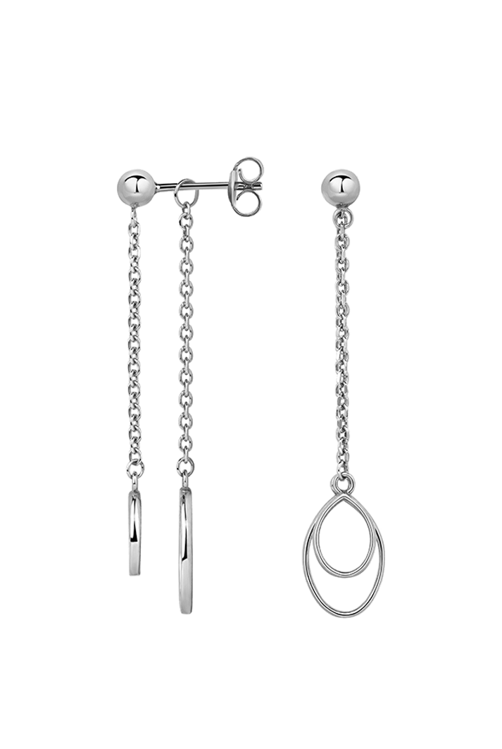 Apple Pip Chain Earrings, Silver