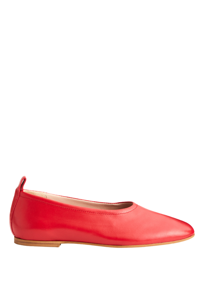 Leather Ballet Flats | Red