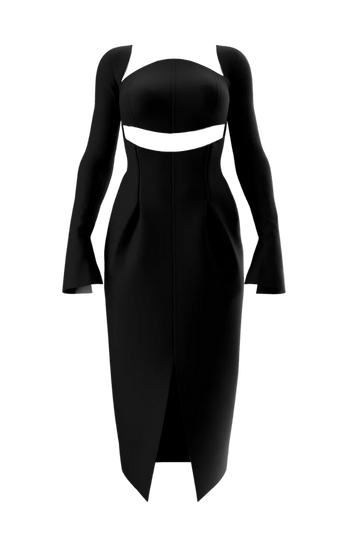 Nita Black Cutout Midi Dress