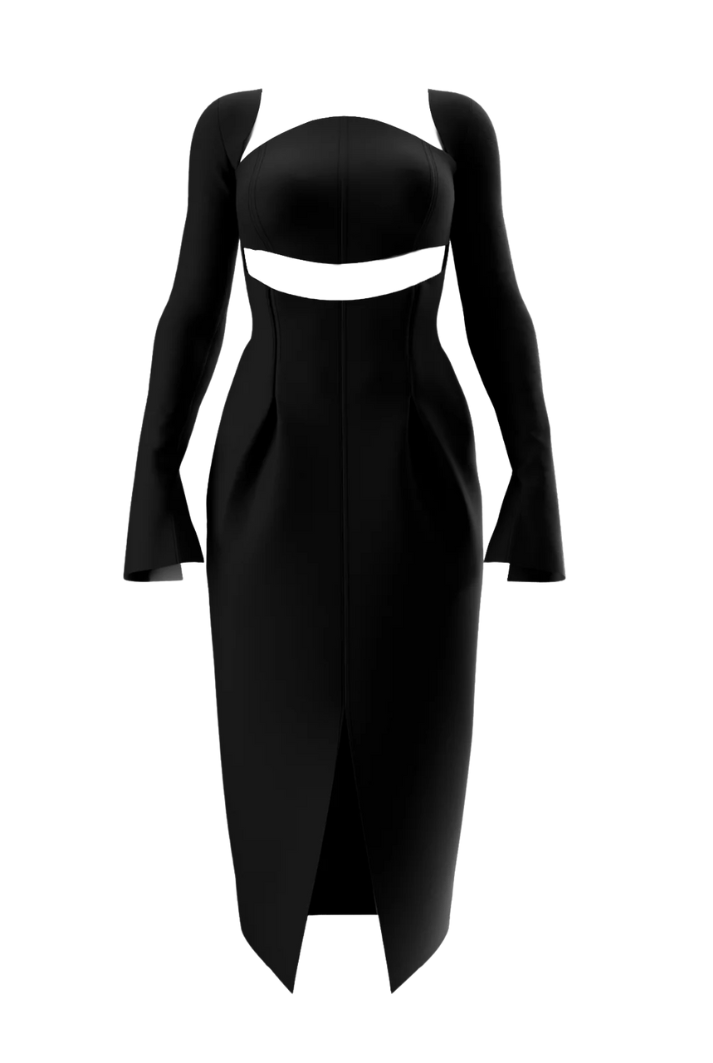 Nita Black Cutout Midi Dress