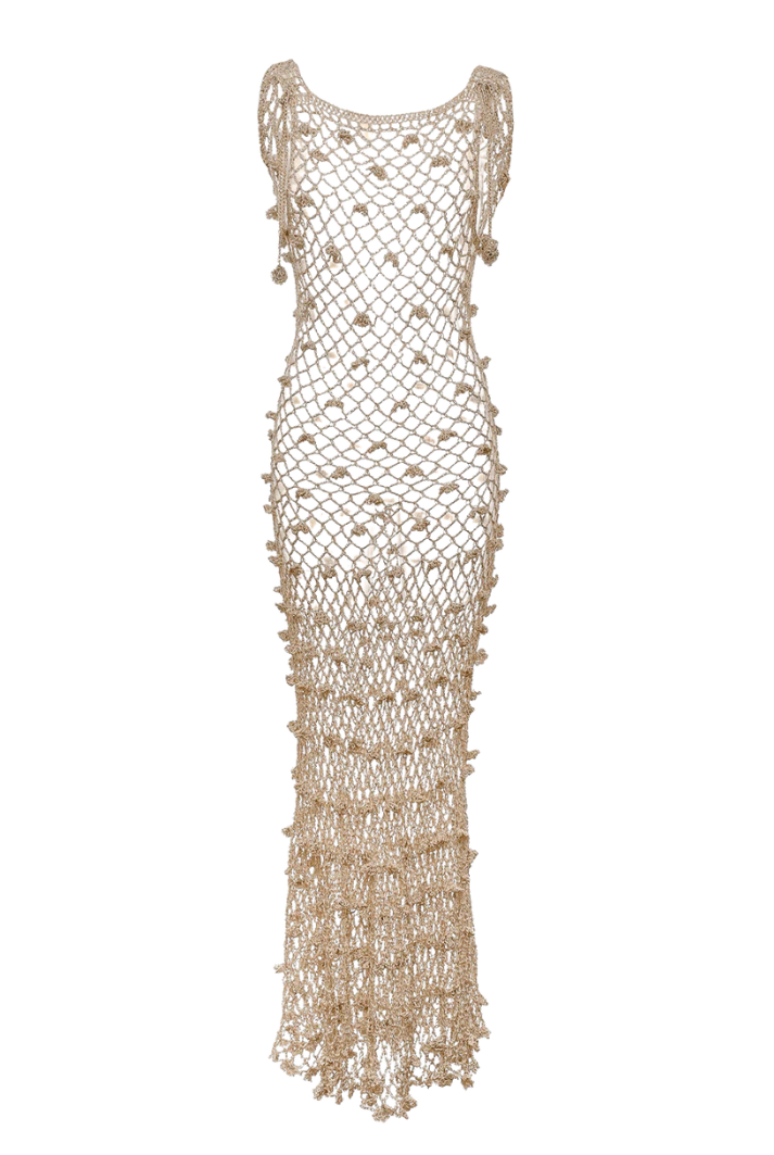 Metallic Crochet Maxi Dress