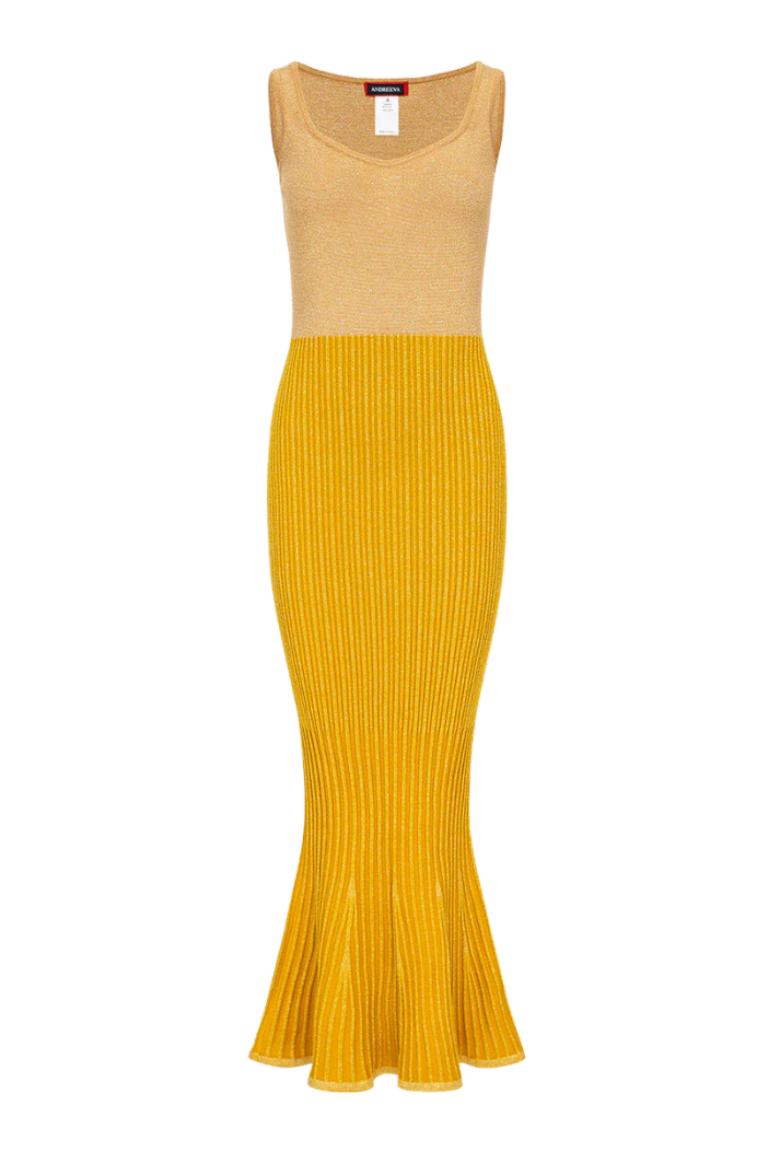 Golden Hour Metallic Knit Dress