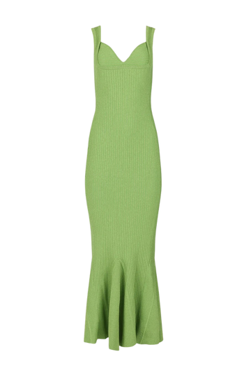 Green Metallic Knit Midi Dress