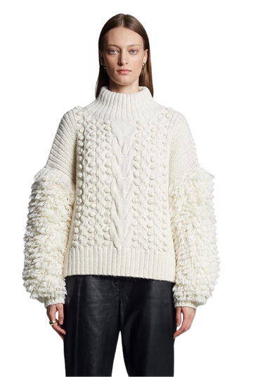 Chunky Cable Knit White Sweater