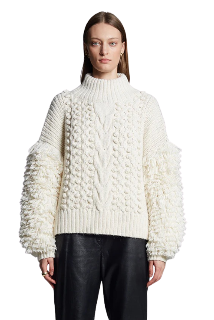 Chunky Cable Knit White Sweater